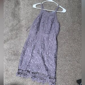 Lilac colored lace bodycon style dress